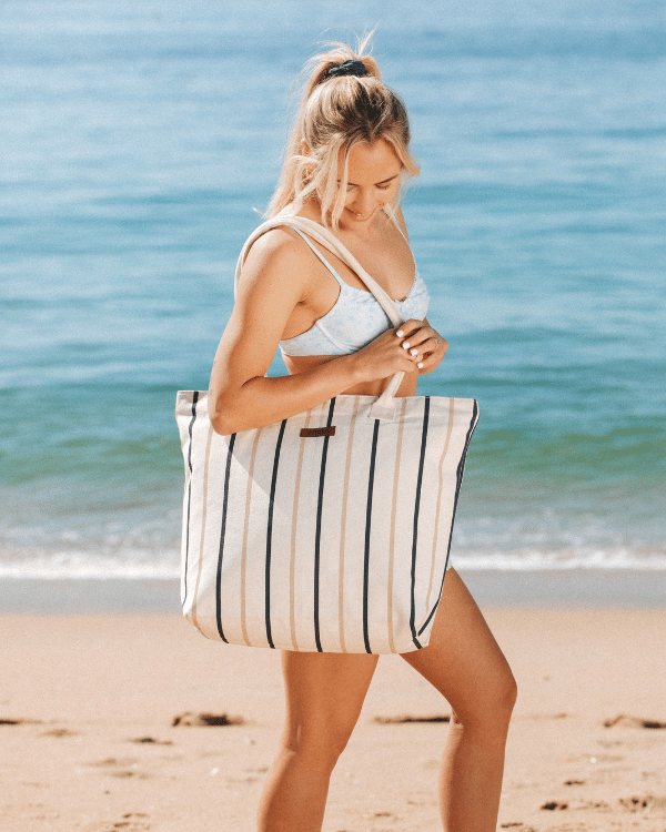 Vert Stripe Beach Tote