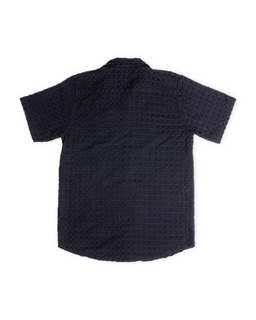 Orb Button Down Waffle Shirt - Black - Mens