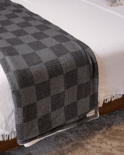 Cloud Checker Plush Blanket - Black