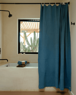 Micro Waffle Shower Curtain - Slate Blue