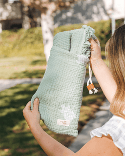 Teddy Gauze Receiving Blanket with Pouch