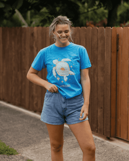 Sunrise Turtle SS Tee - Sapphire Blue
