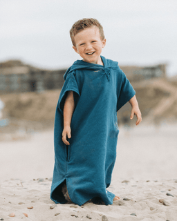 Terra Hooded Poncho Youth - Teal Blue