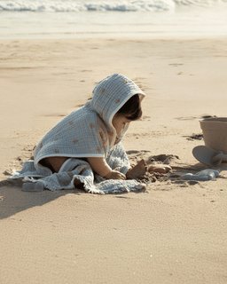 Choo-Choo Train Gauze Hooded Poncho