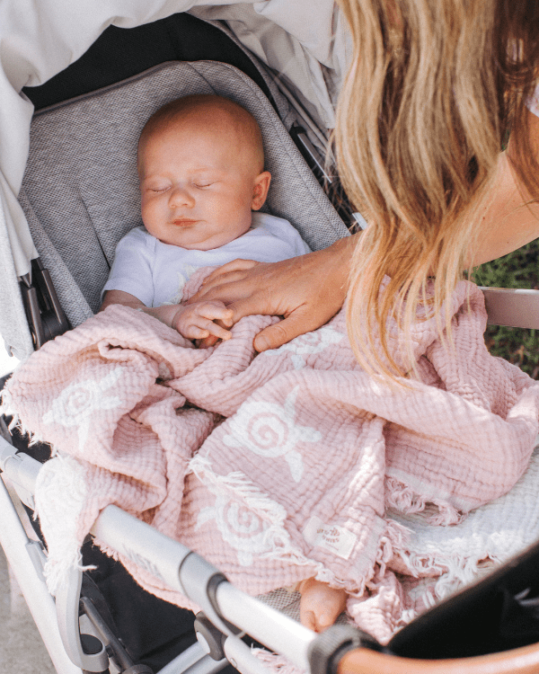 Baby Turtle Gauze Receiving Blanket Single with Pouch