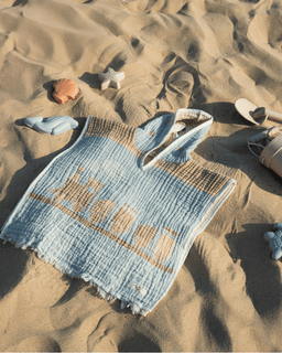 Choo-Choo Train Gauze Hooded Poncho