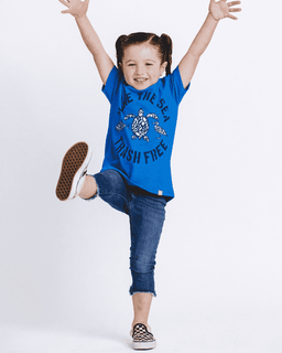 Make The Sea Trash Free Kids Tee - Sapphire Blue