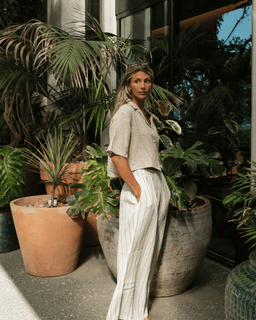 Sagar Gauze Crop Shirt - Pant Set