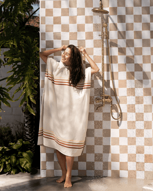 Border Classic Stripe Poncho Natural