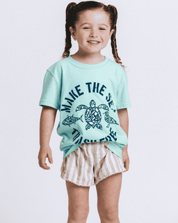 Make The Sea Trash Free Kids Tee - Soft Mint