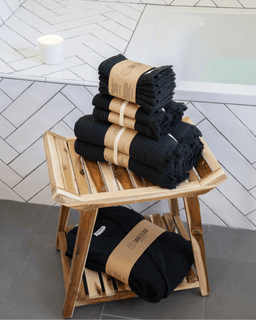 Micro Waffle XL Bath Bundle - 2 Pack - Black