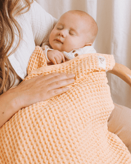 Little Fishies Waffle Blanket - Peach Fuzz
