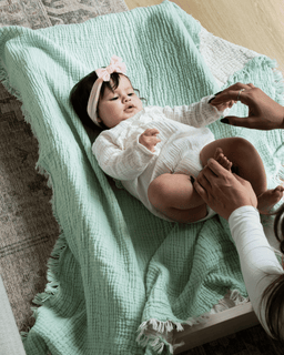 Little Fishies Gauze Receiving Blanket - Seafoam