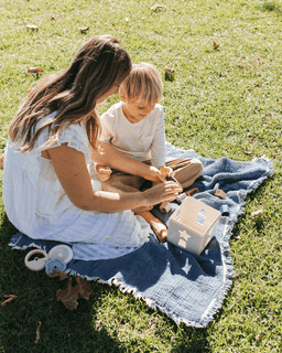 Little Fishies Gauze Receiving Blanket Set - 3 Pack - Sage / Grey / Navy