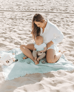 Little Fishies Gauze Receiving Blanket Set - 3 Pack - Seafoam / Peach Fuzz / Natural