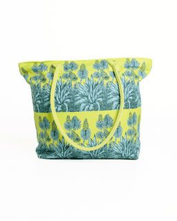 Tote bag with floral pattern on a white background