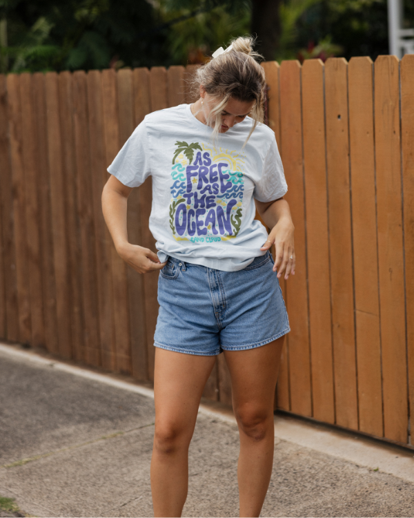 Free As the Ocean SS Tee -  Illusion Blue