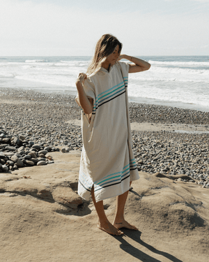 Border Classic Stripe Poncho - Aqua