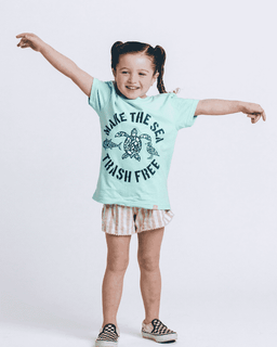 Make The Sea Trash Free Kids Tee - Soft Mint