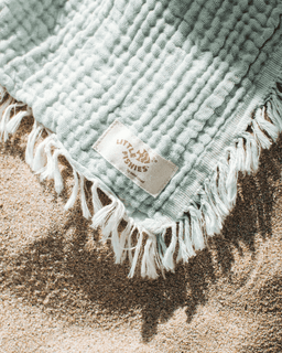 Little Fishies Gauze Receiving Blanket Set - 3 Pack - Seafoam / Peach Fuzz / Natural