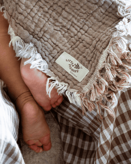 Little Fishies Gauze Receiving Blanket - Warm Taupe