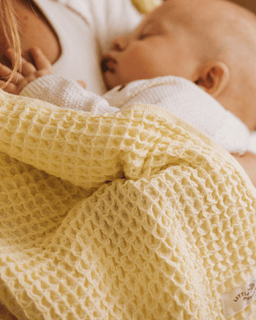 Little Fishies Waffle Blanket - Butter