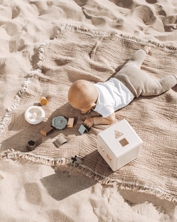 Little Fishies Gauze Receiving Blanket Set - 3 Pack - Natural / Beige / Warm Taupe