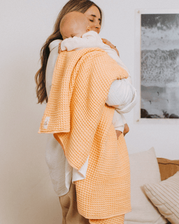 Little Fishies Waffle Blanket - Peach Fuzz