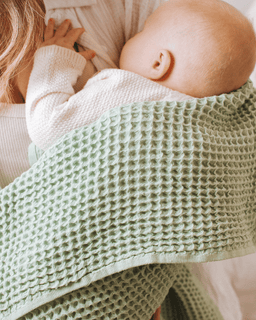 Little Fishies Waffle Blanket - Sage