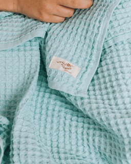 Little Fishies Waffle Blanket - Seafoam
