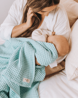 Little Fishies Waffle Blanket - Seafoam