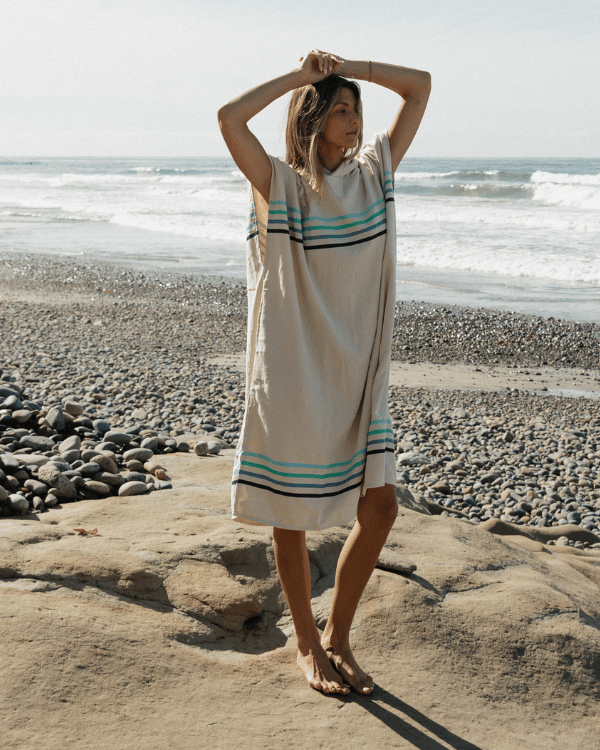 Border Classic Stripe Poncho - Aqua