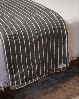 Dreamy Stripe Plush Blanket - Black