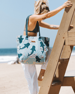 Shark Ripples Beach Tote