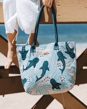 Shark Ripples Beach Tote