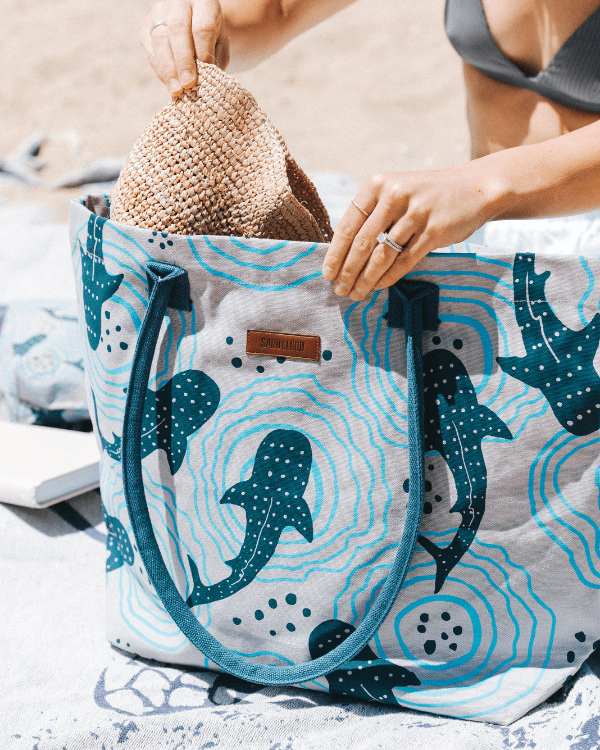 Shark Ripples Beach Tote