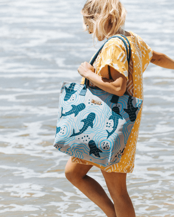 Shark Ripples Beach Tote