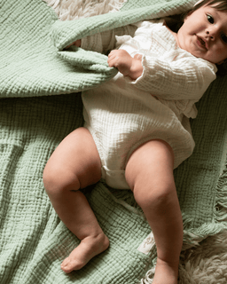 Little Fishies Gauze Receiving Blanket - Sage