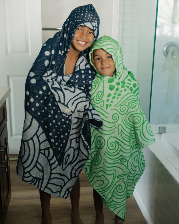 Swirl Turtle Hooded Kids Bath Towel