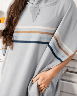 Border Classic Stripe Poncho - Grey