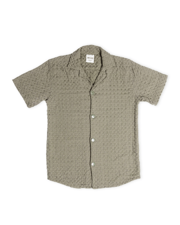 Orb Button Down Waffle Shirt - Olive - Mens
