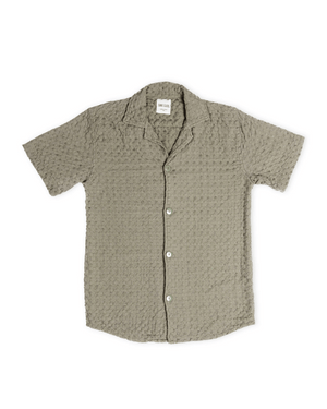 Orb Button Down Waffle Shirt - Olive - Mens
