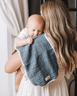 Little Fishies Gauze Burping Cloth Bundle - 3 Pack - Sage / Grey / Navy
