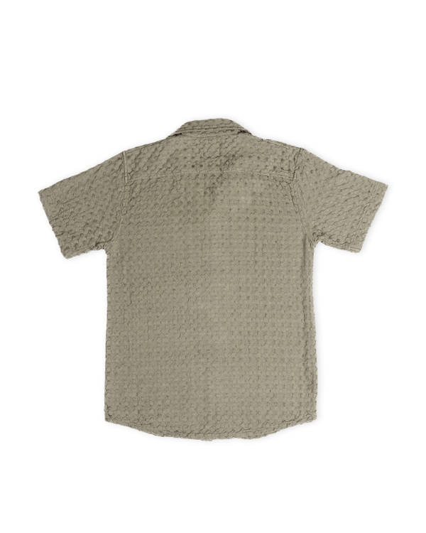 Orb Button Down Waffle Shirt - Olive - Mens