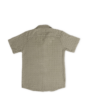 Orb Button Down Waffle Shirt - Olive - Mens