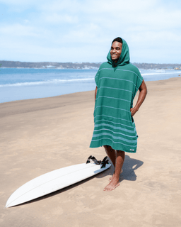 Classic Stripe Hooded Poncho - Rain Forest