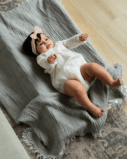 Little Fishies Gauze Receiving Blanket - Grey