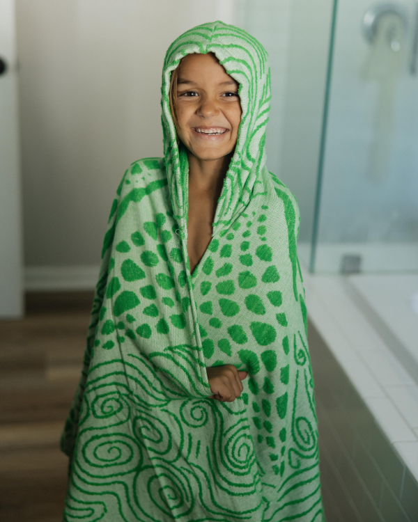 Swirl Turtle Hooded Kids Bath Towel
