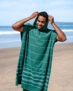 Classic Stripe Hooded Poncho - Rain Forest