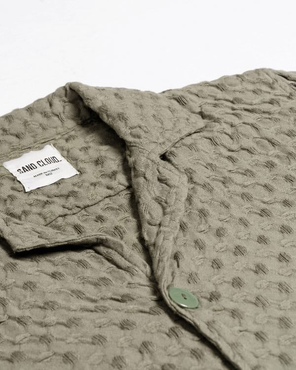 Orb Button Down Waffle Shirt - Olive - Mens